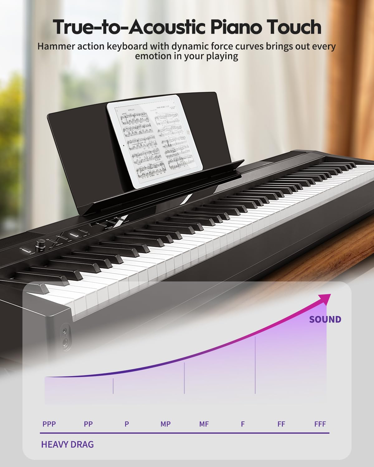 88 Key Weighted Hammer-Action Digital Piano with Sustain Pedal, Black G28056