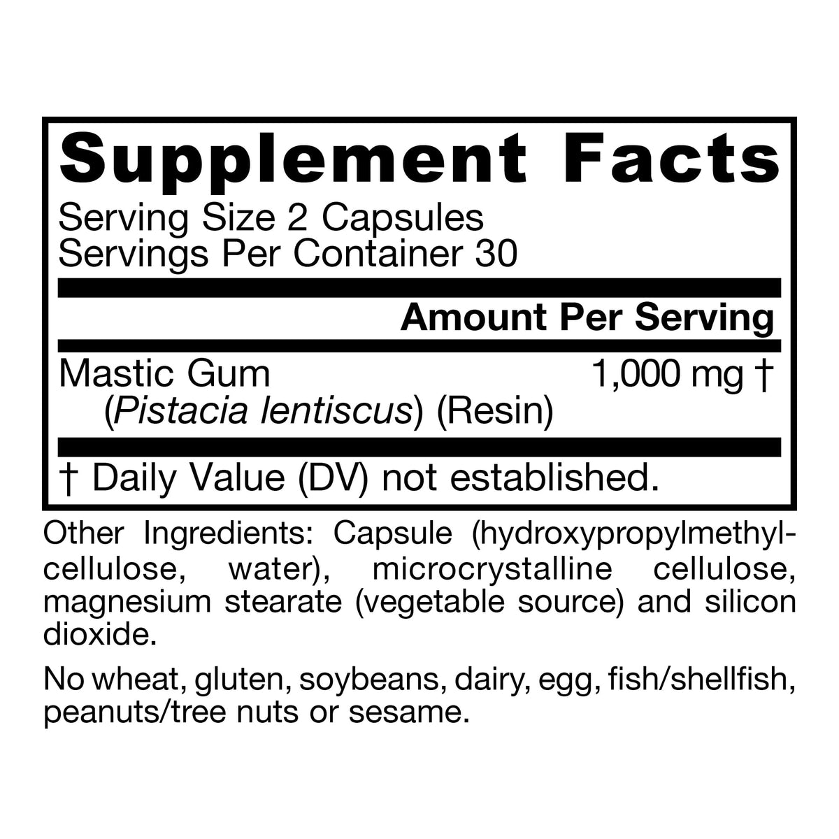 Mastic Gum 1000mg 60 Capsules H728