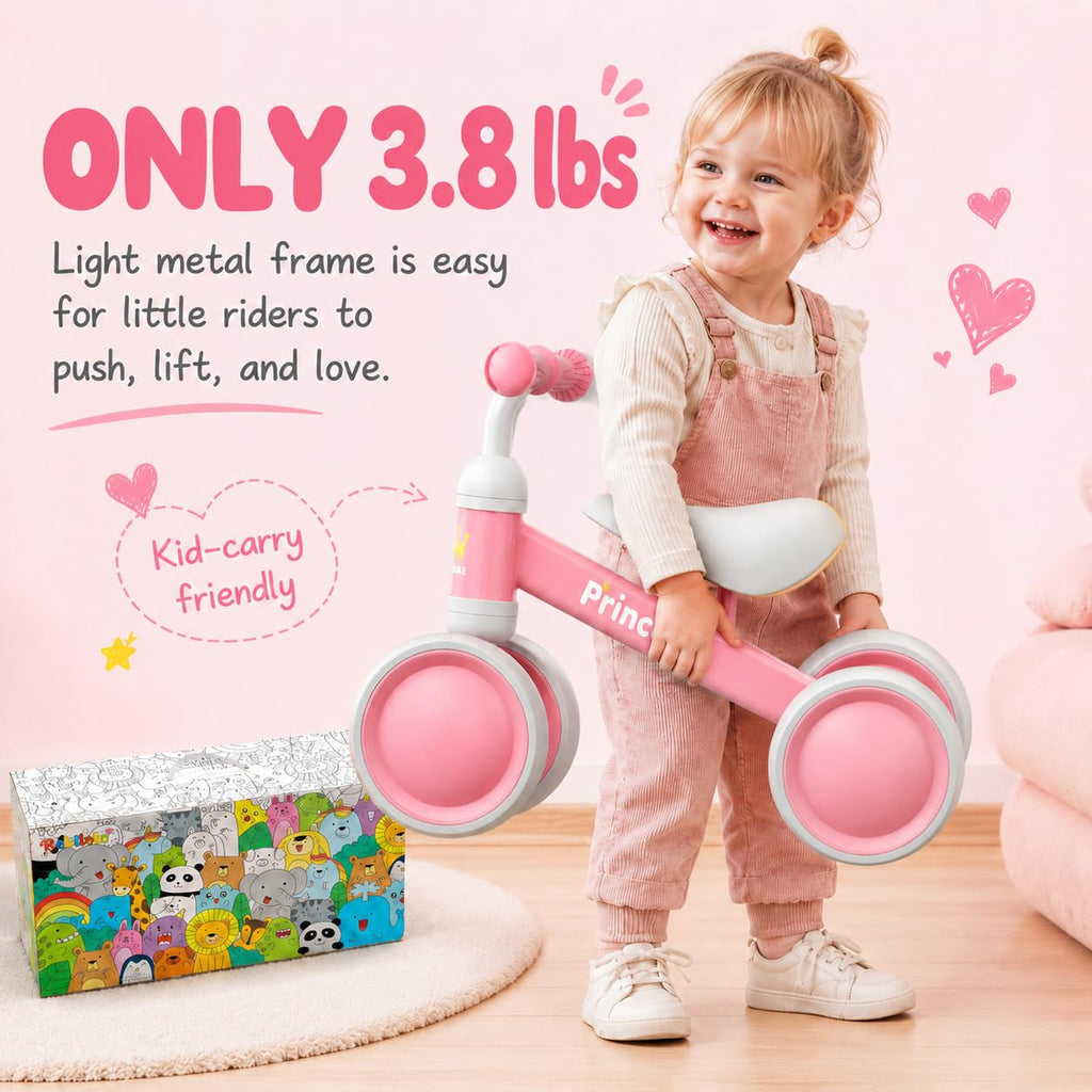 Pink Balance Bike with LED Light Up Wheels J473