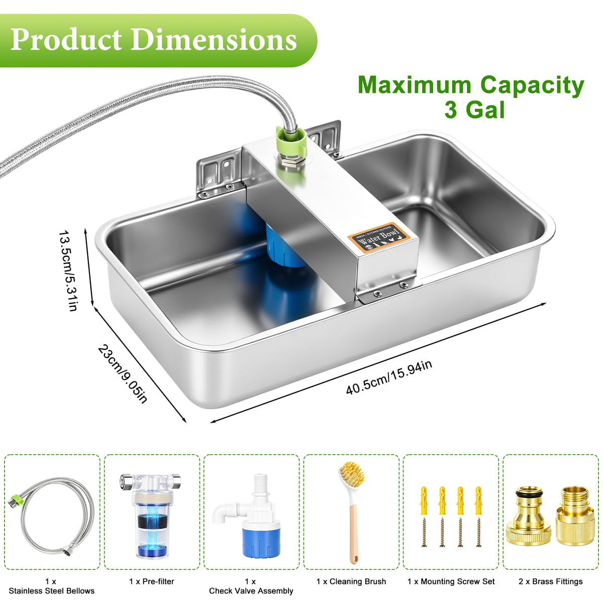 3 Gallon Stainless Steel Chicken Waterer C582383
