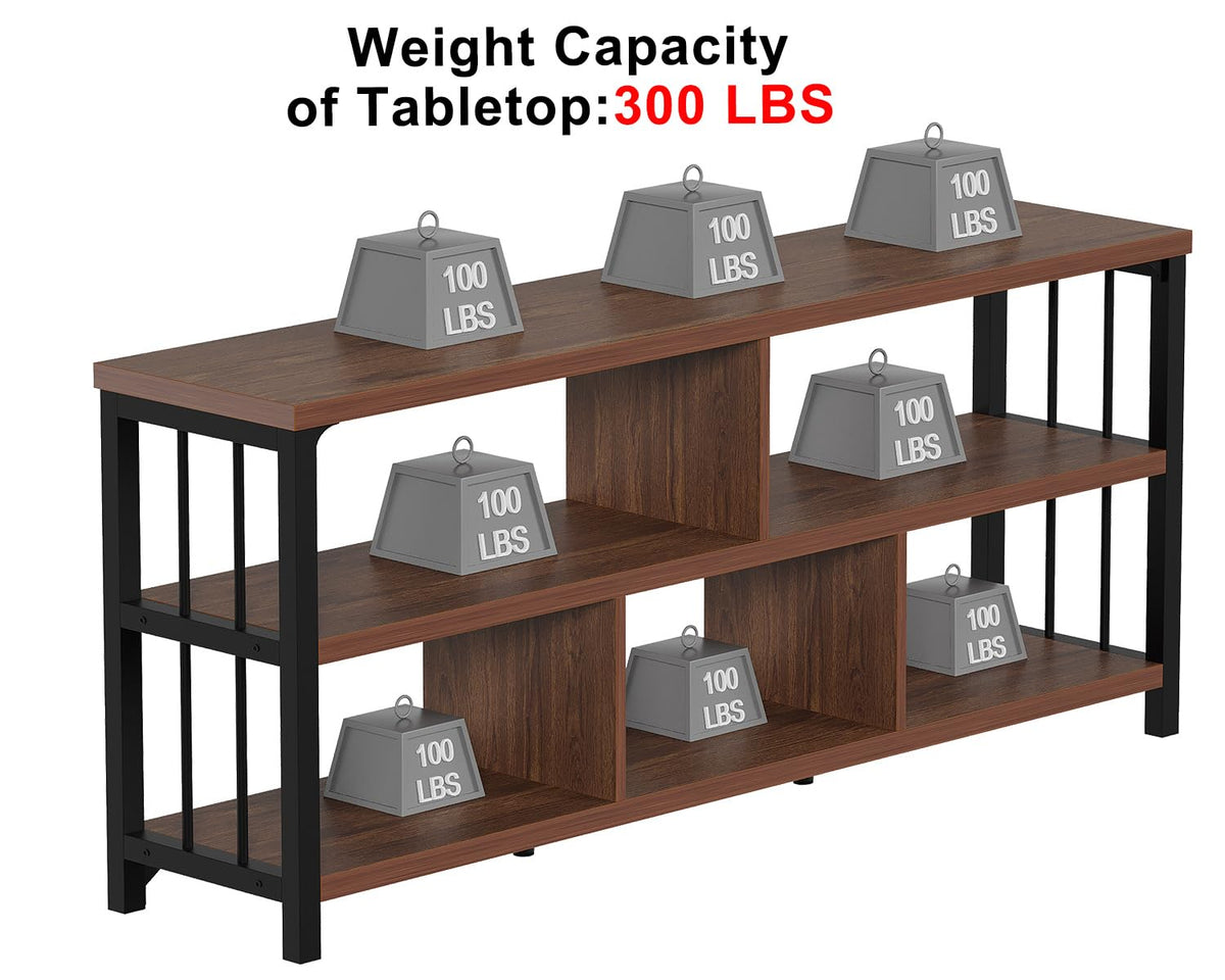 63” Long Low Open Wood Bookshelf E668600