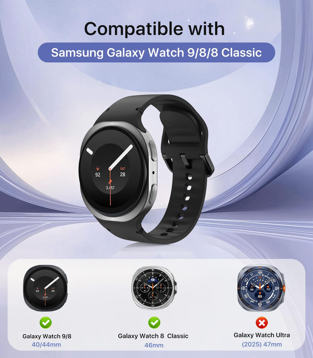 Band Compatible with Samsung Galaxy Watch 9 8 40mm 44mm/Classic 46mm M372