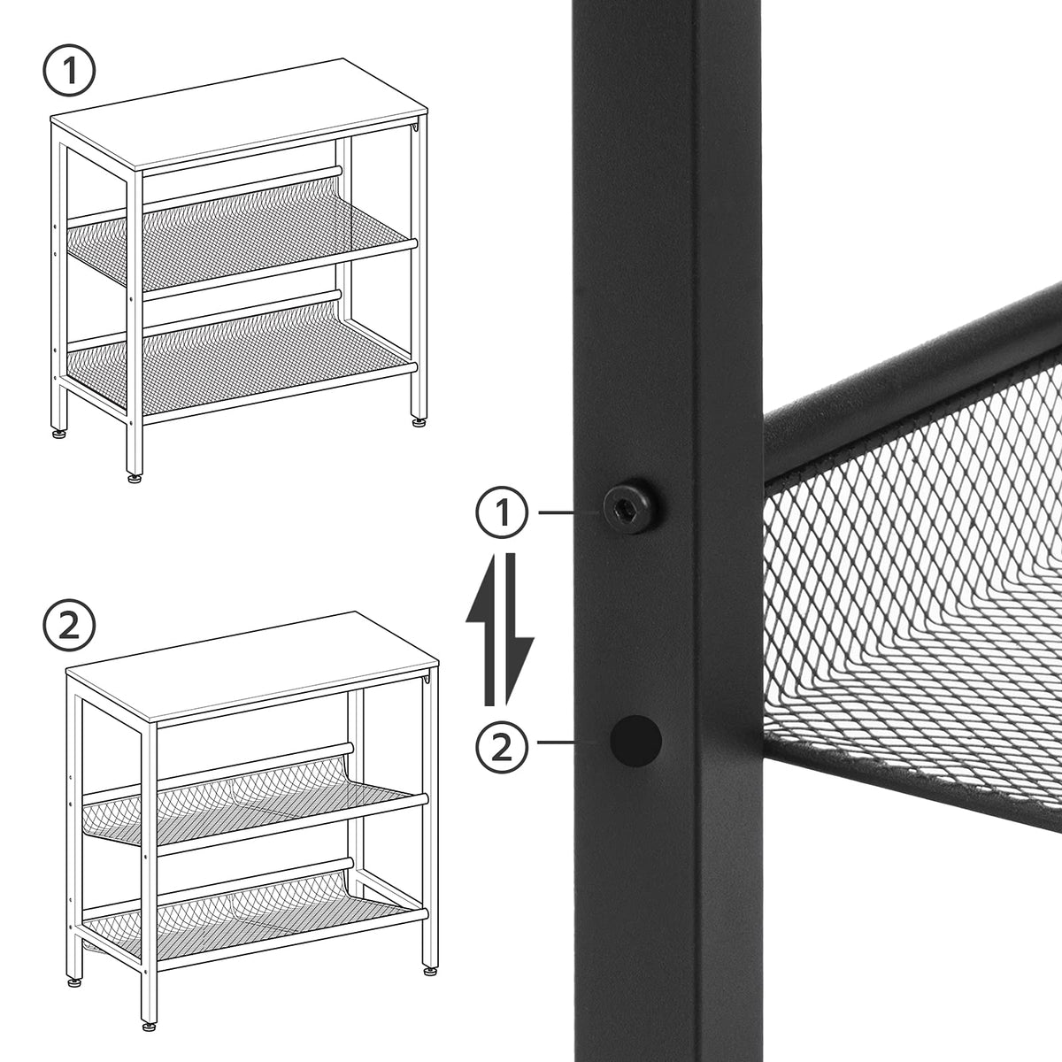 3-Tier Narrow End Table with Adjustable Shelves V831