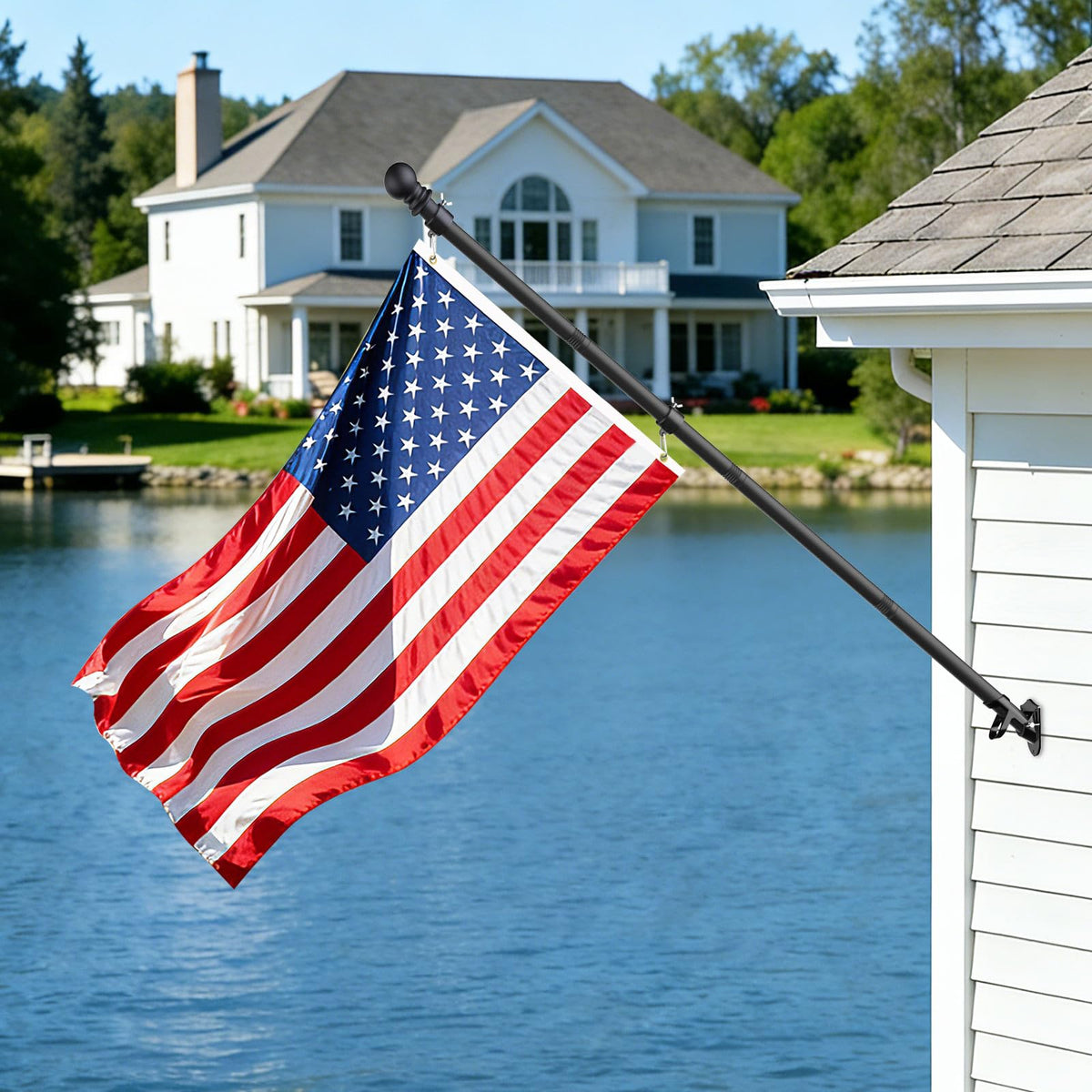 6FT Heavy Duty Tangle Free Steel Flag Pole Kit with 3x5 USA Flag X73061