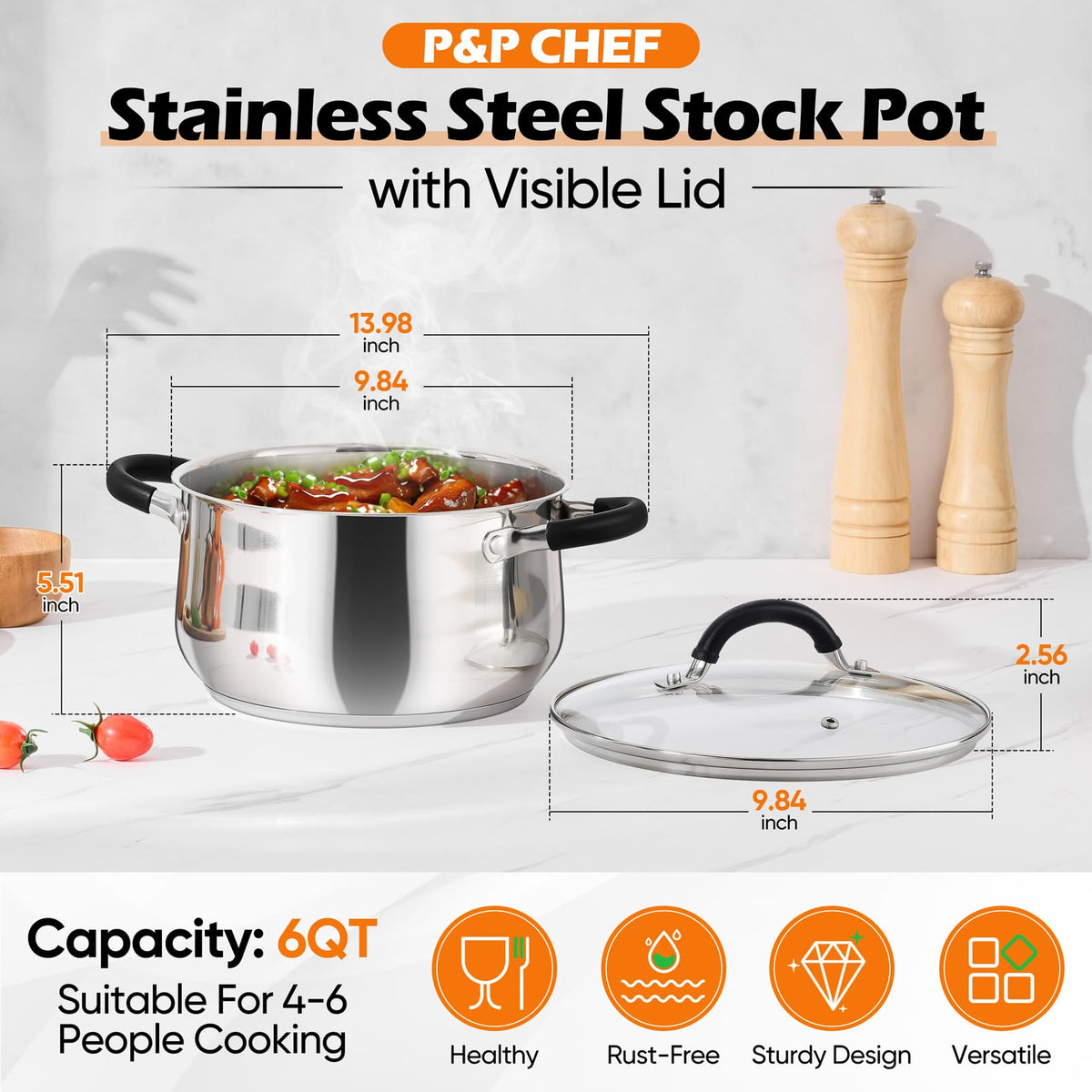 6 Quart Stainless Steel Stock Pot V676807