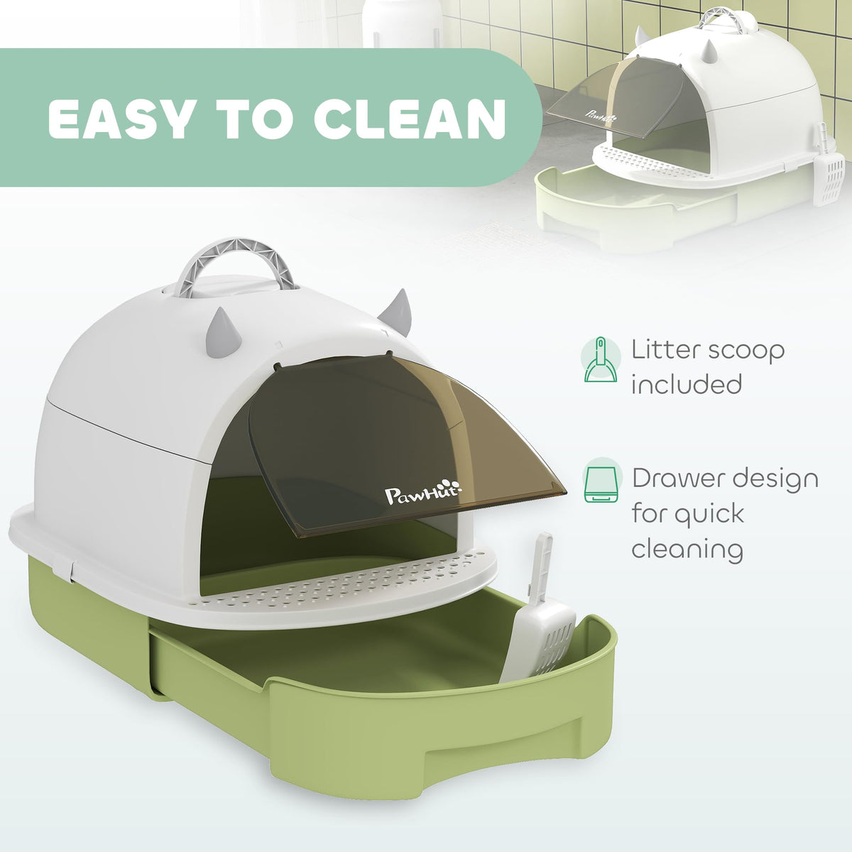 Covered Cat Litter Box with Lid and Scoop L311298