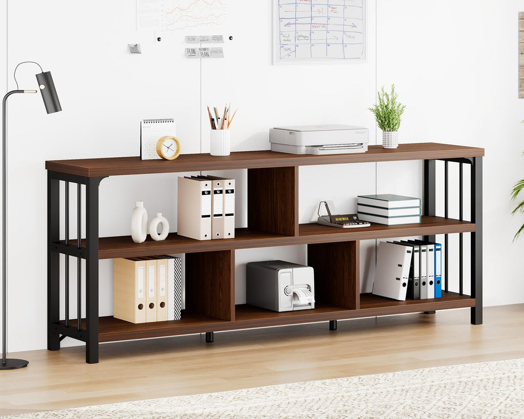 63” Long Low Open Wood Bookshelf E668600