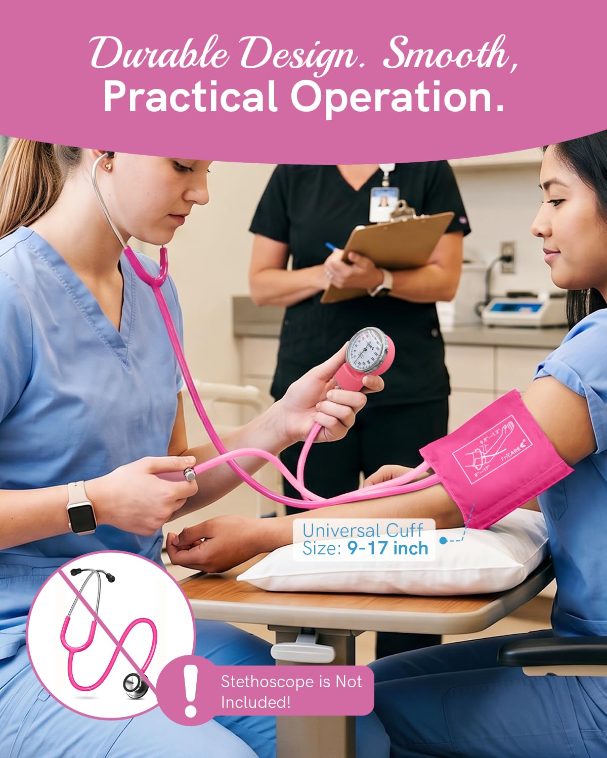 Pink Manual Blood Pressure Cuff C57302