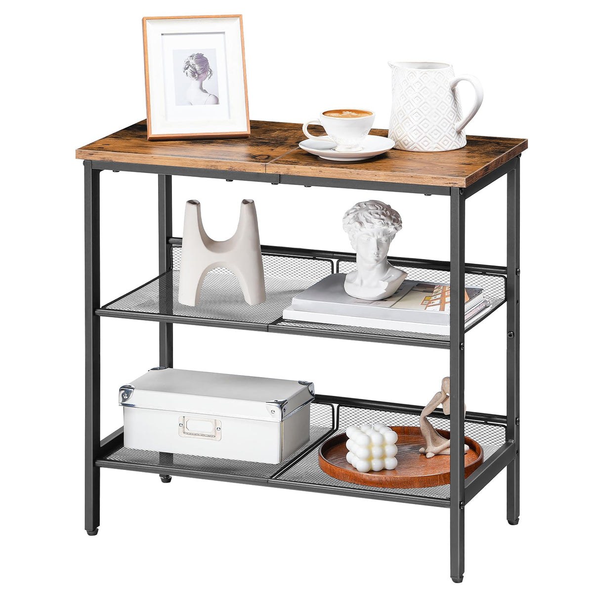 3-Tier Narrow End Table with Adjustable Shelves V831