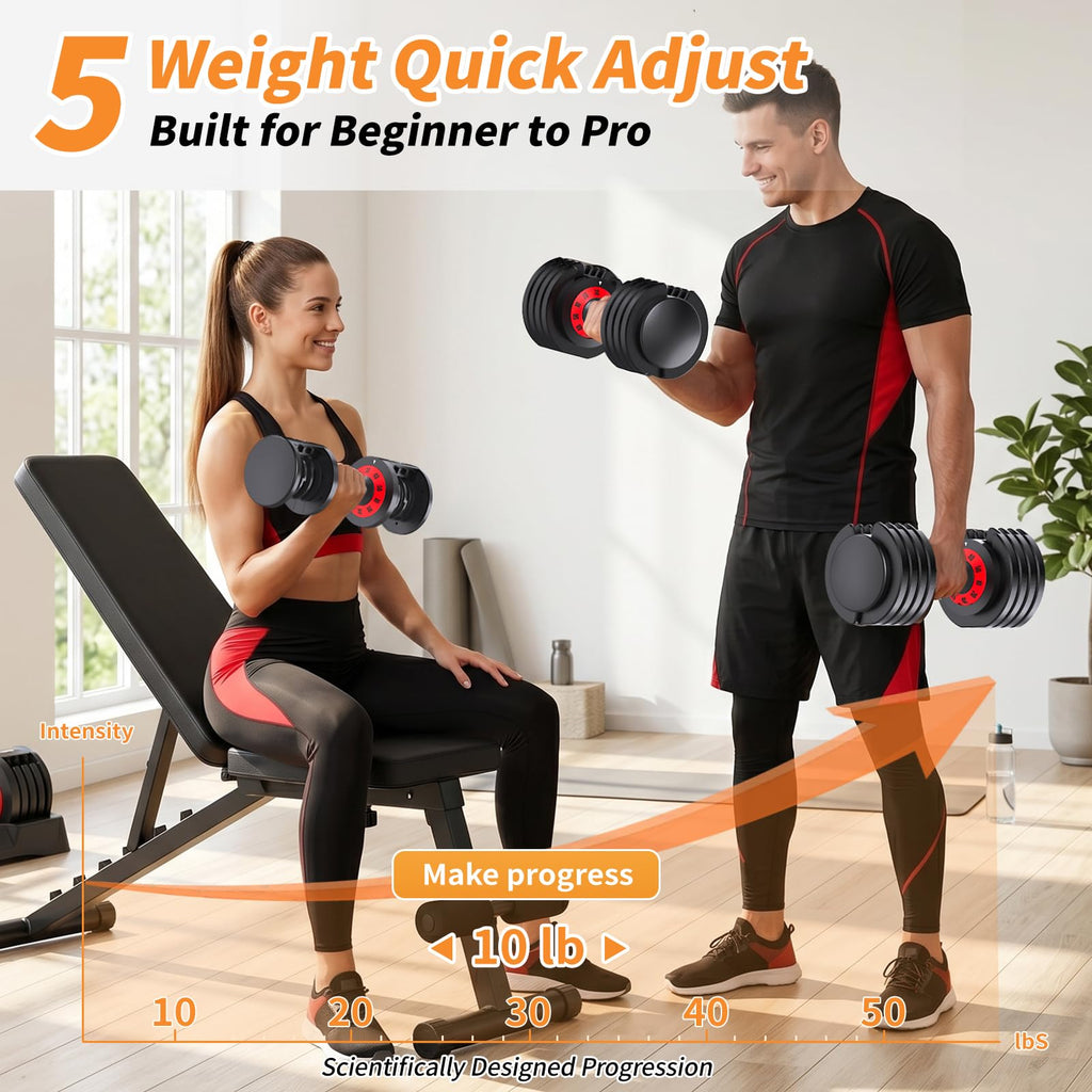 Adjustable Dumbbell Set of 2 with Storage Box D2550