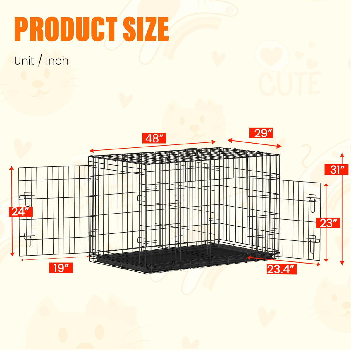 48 Inch Folding Metal Dog Crate M972520