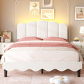 Beige Full Size Bed Frame with Storage Headboard U786