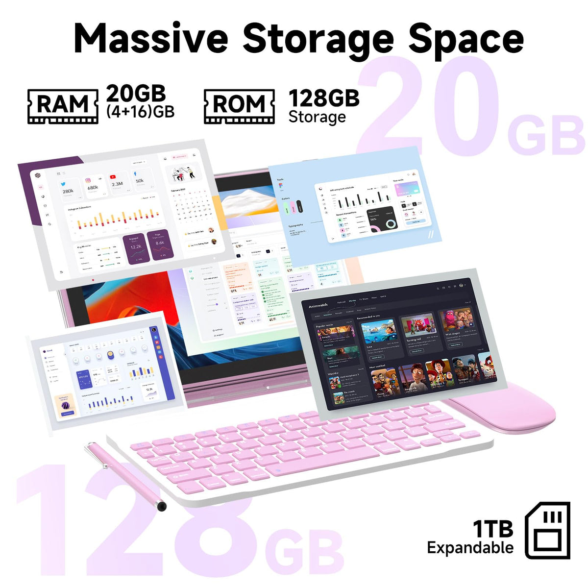 10 Inch Android Tablet with Case Pink S17634