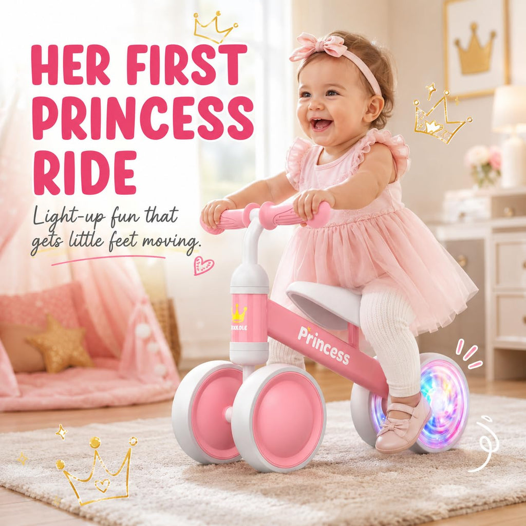 Pink Balance Bike with LED Light Up Wheels J473