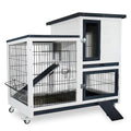 2-Story Indoor Outdoor Rabbit Hutch with Dual Trays R619