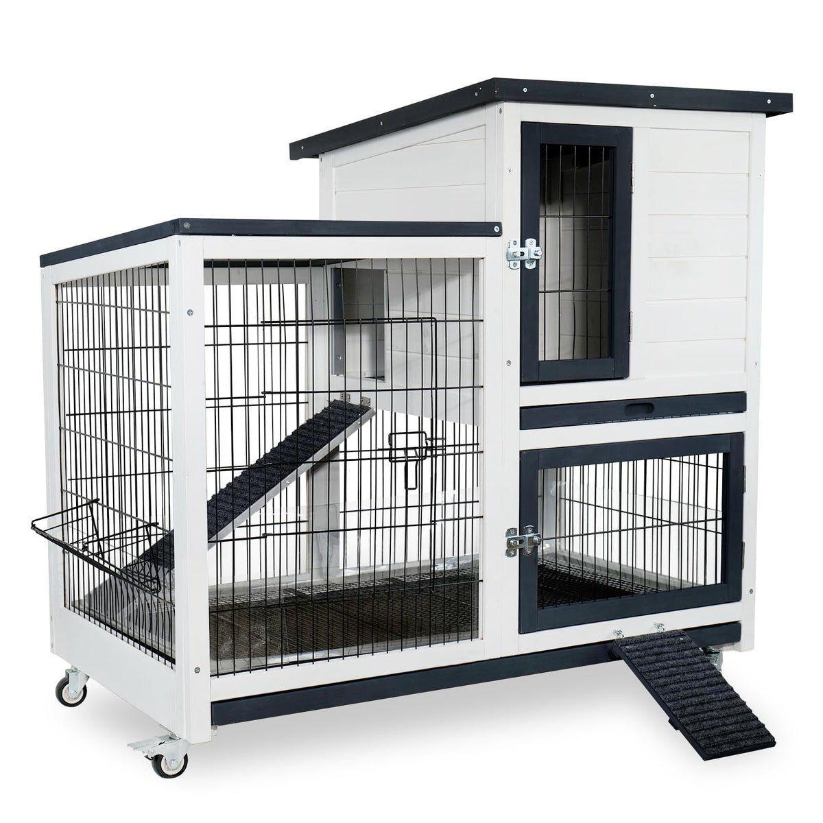 2-Story Indoor Outdoor Rabbit Hutch with Dual Trays R619