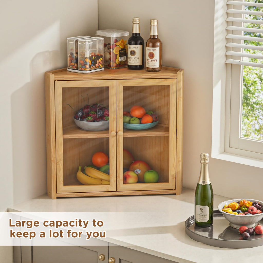 Double Layer Bamboo Bread Box with 2 Doors V9548