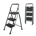Portable Steel Folding Step Stool, 3-Step, Black E255