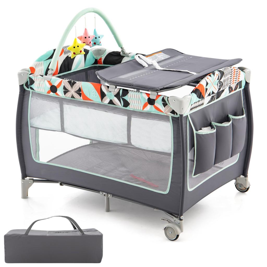 4 in 1 Portable Baby Crib Playpen with Bassinet C2126