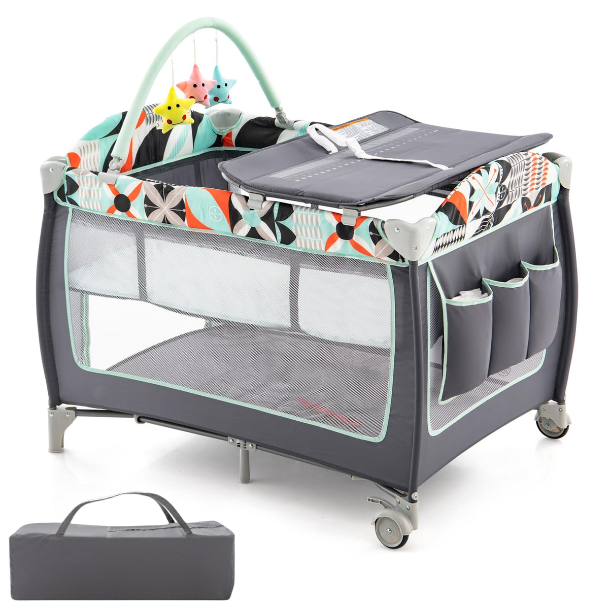 4 in 1 Portable Baby Crib Playpen with Bassinet C2126