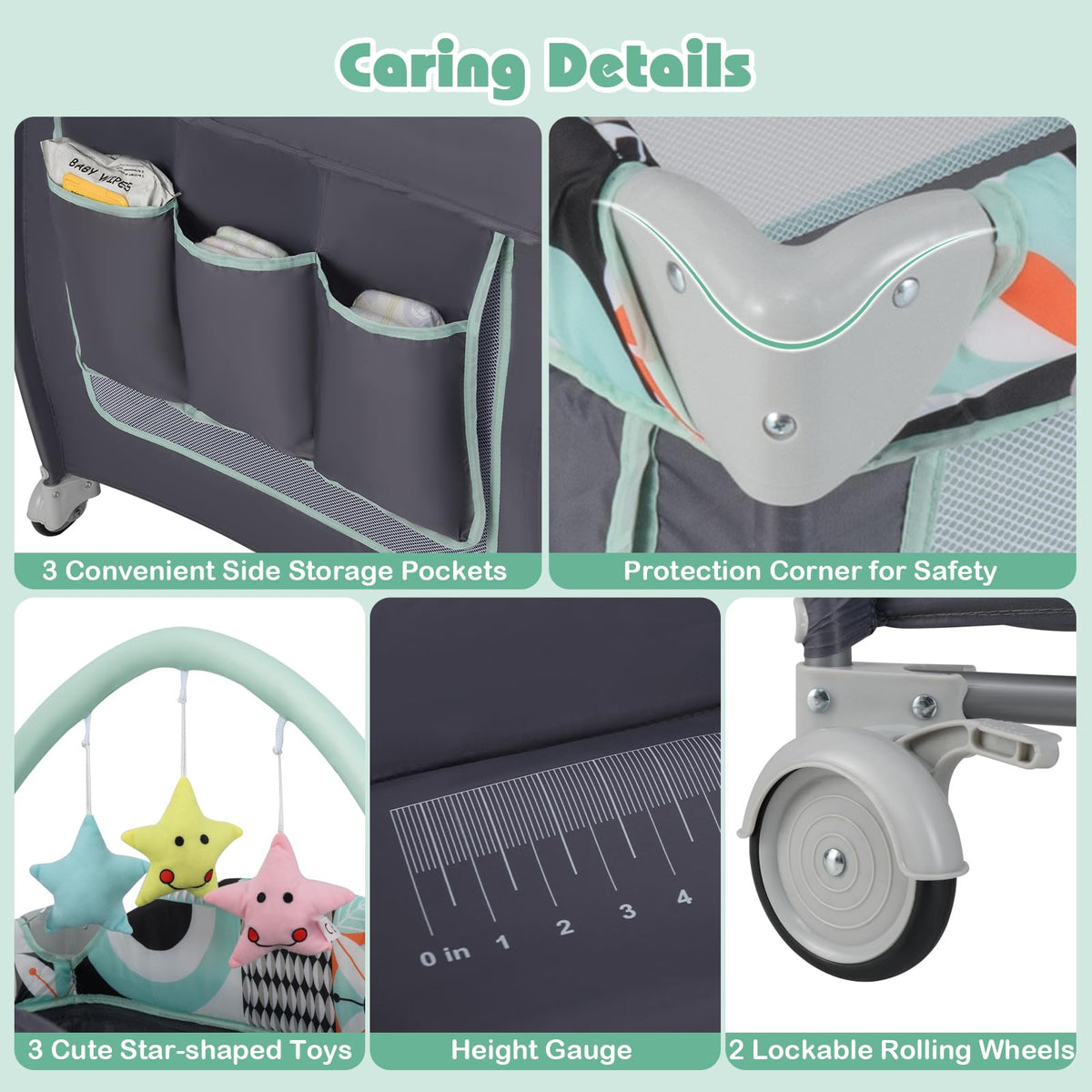 4 in 1 Pack and Play Portable Baby Playard with Bassinet E526