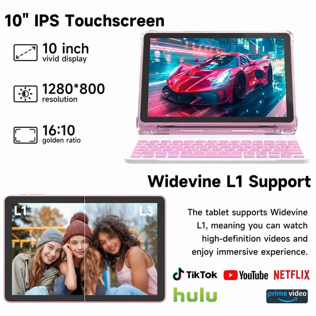10 Inch Android Tablet with Case Pink S17634
