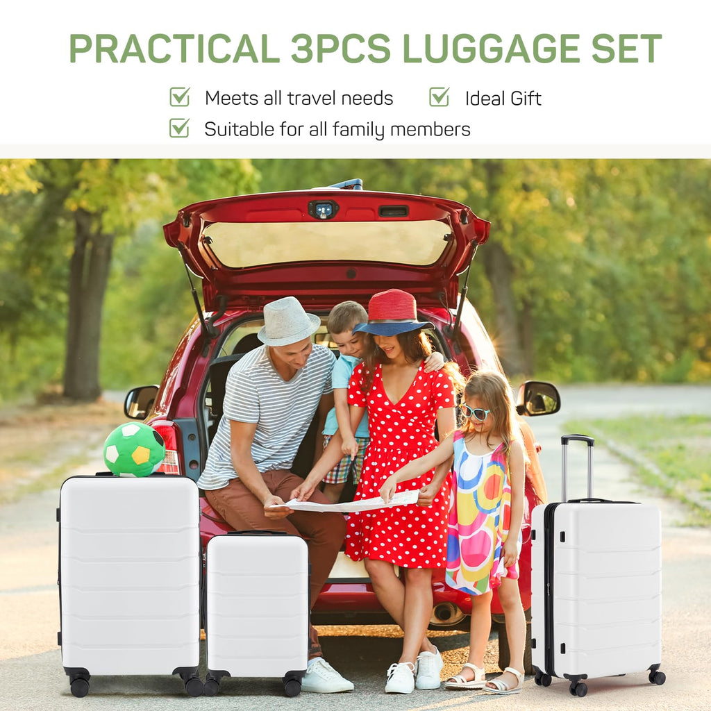 20 Inch White Expandable Hard Shell Carry-On Luggage O2805
