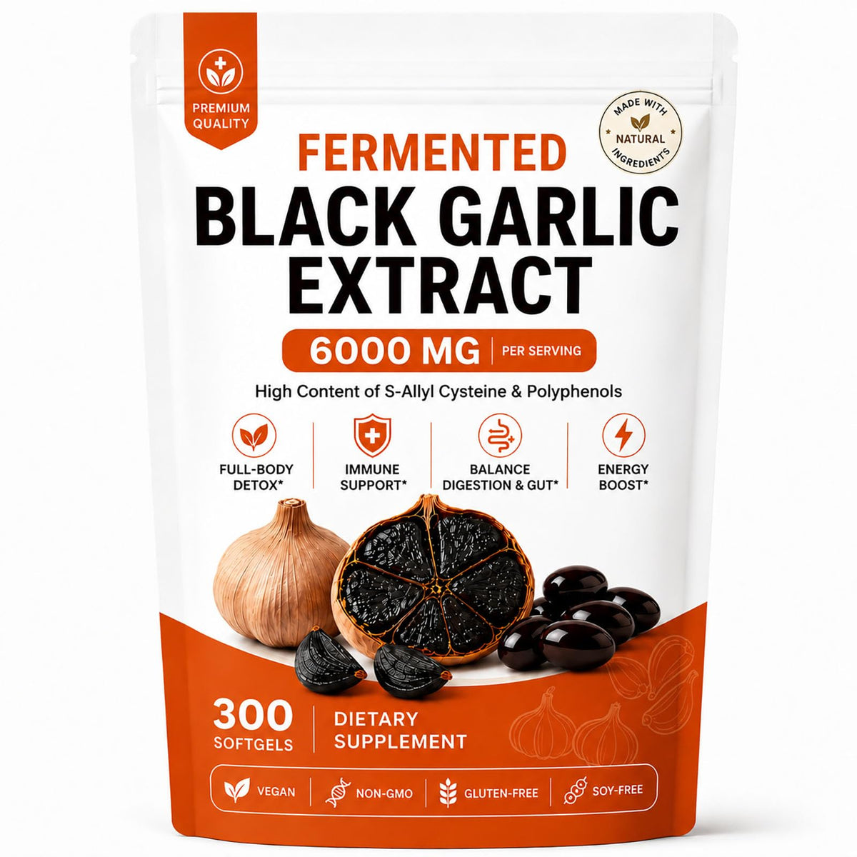 Black Garlic Extract Capsules, 300 Softgels U348977