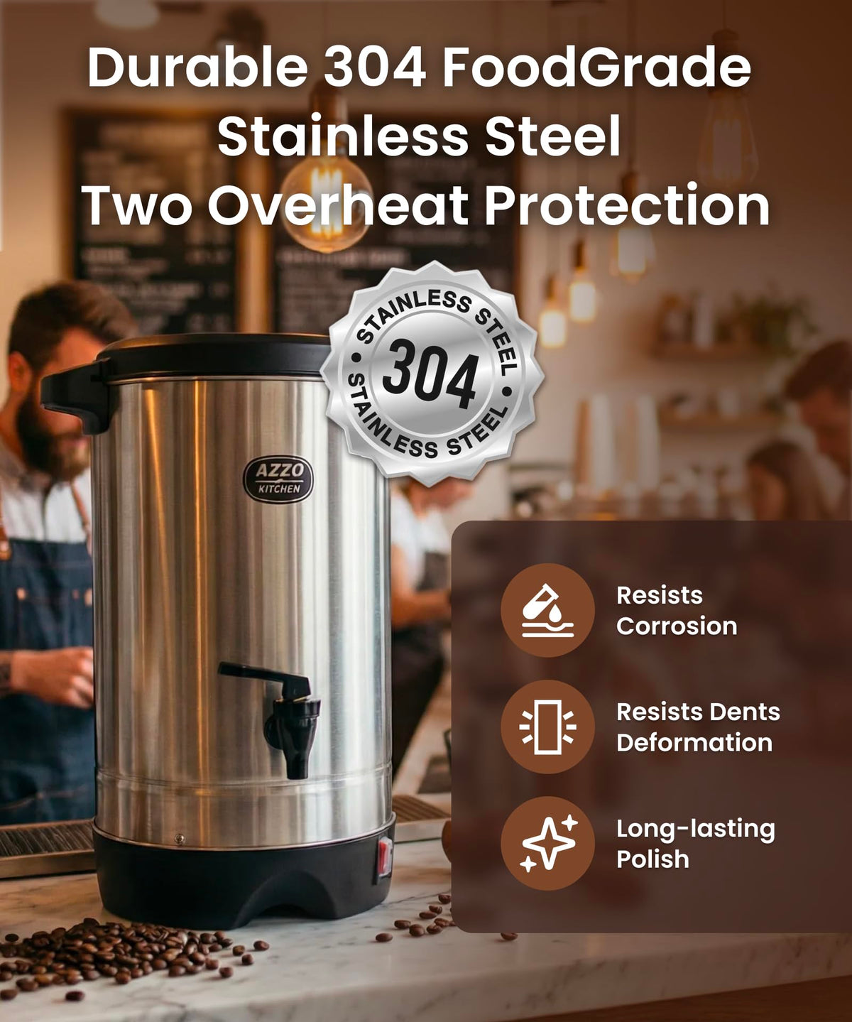 45-Cup Stainless Steel Electric Coffee Urn O21444