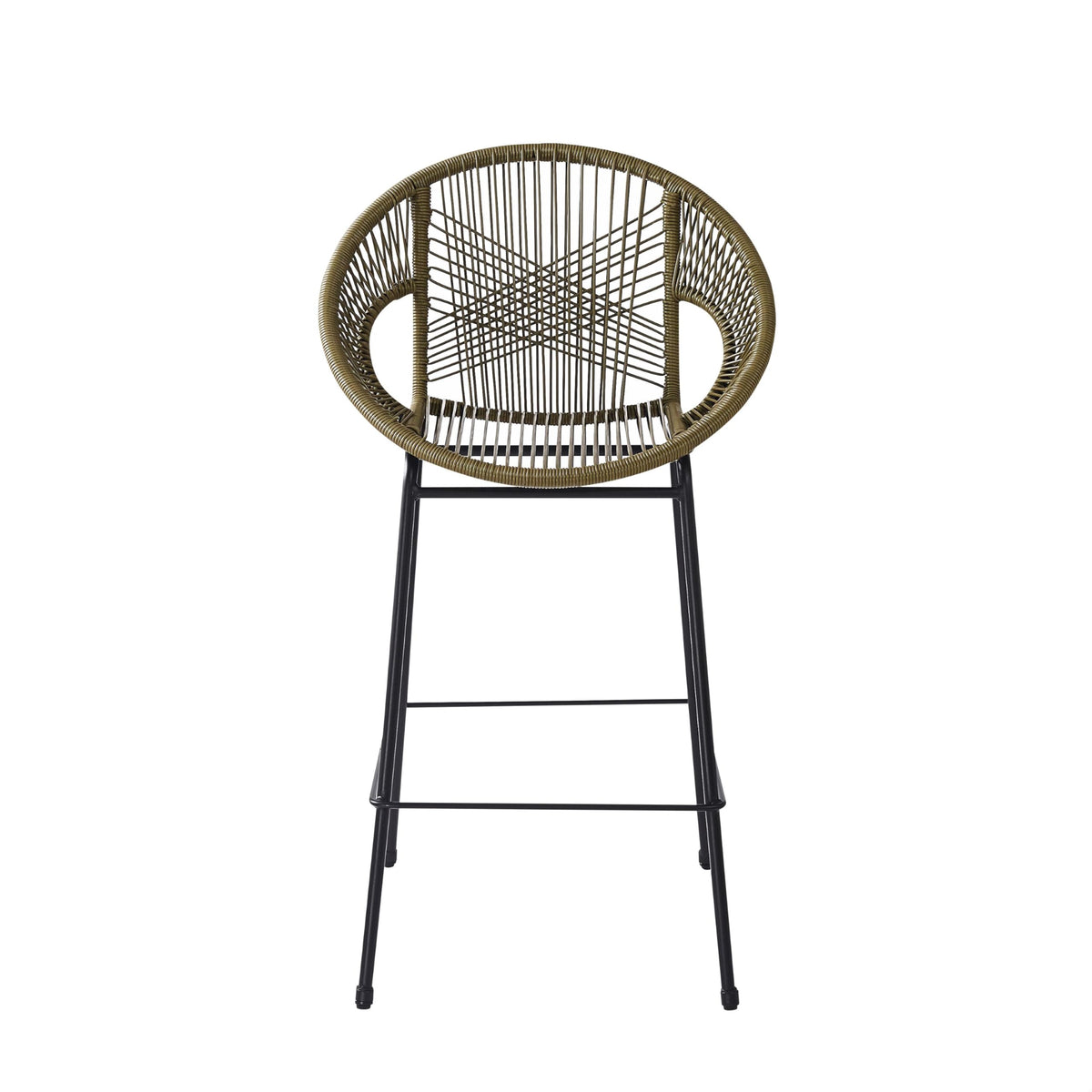 24" Height Metal Legs Faux Wicker Barstool Set of 2 O680951