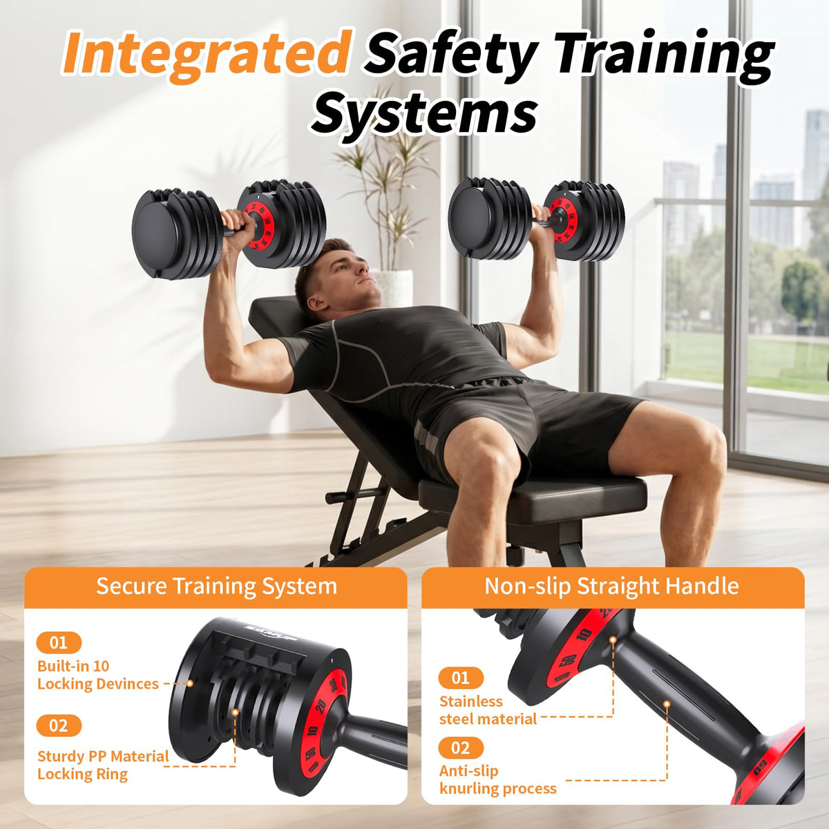 Adjustable Dumbbell Set of 2 with Storage Box D2550