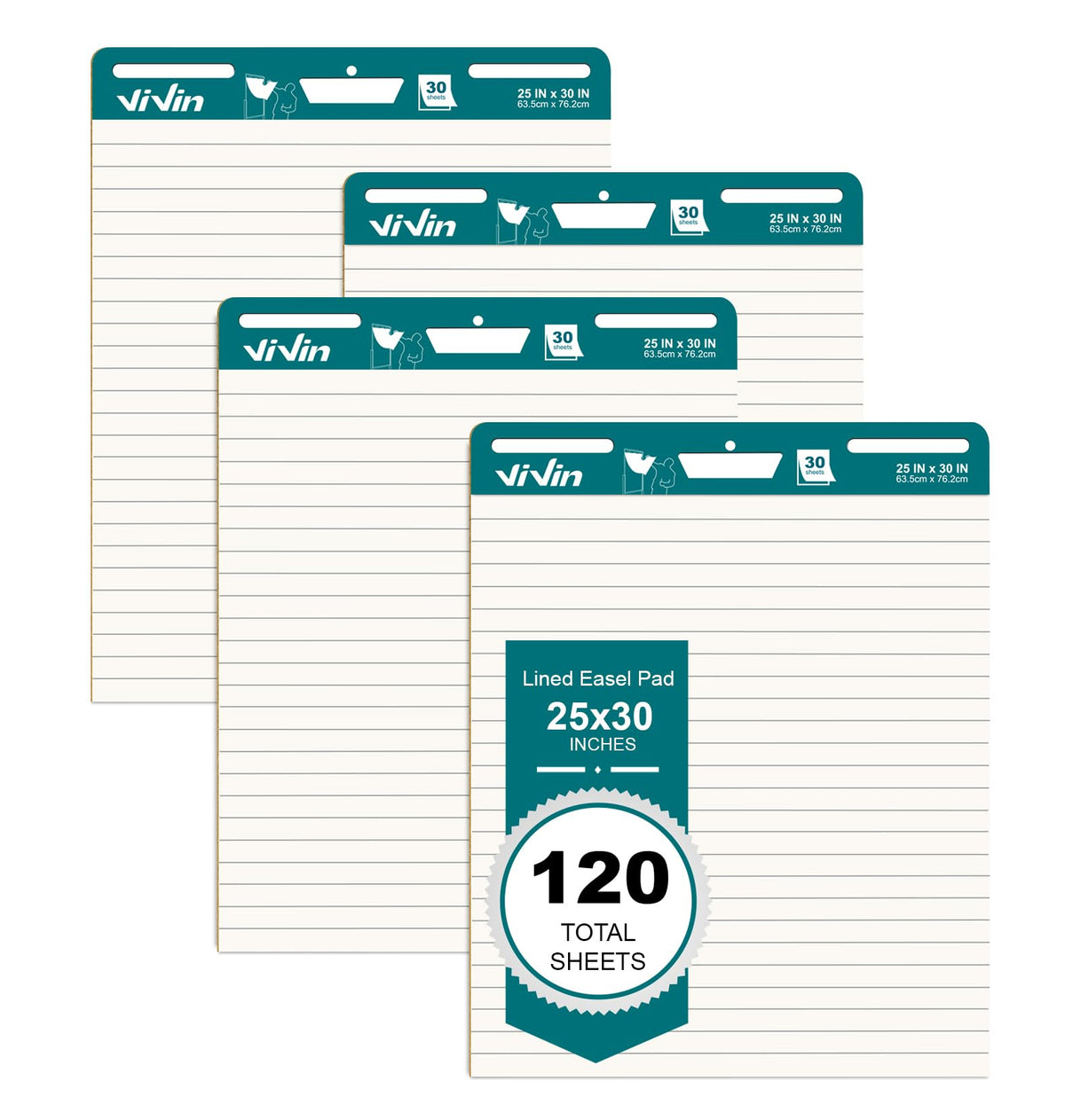 Lined Sticky Easel Pad 25 x 30 Inches 30 Sheets 4 Pads C733