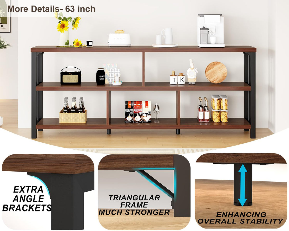 63” Long Low Open Wood Bookshelf E668600