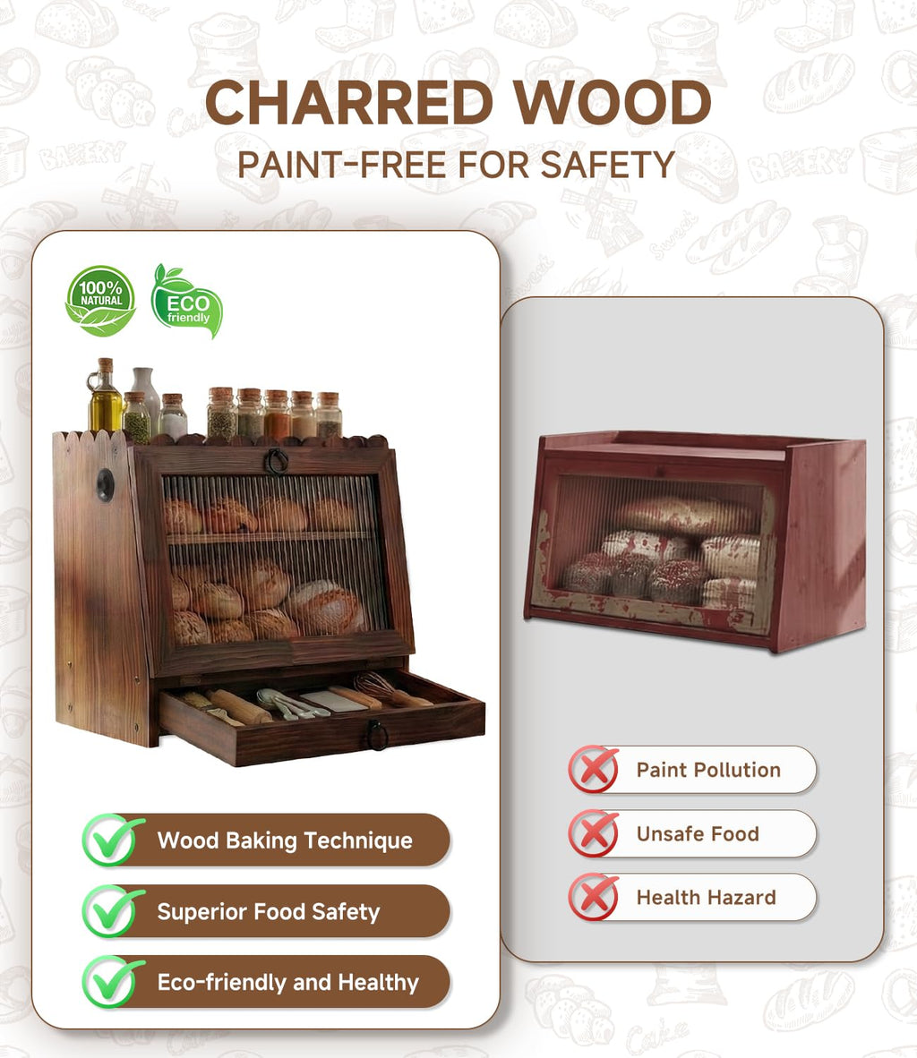 Wooden Double Layer Bread Box M728