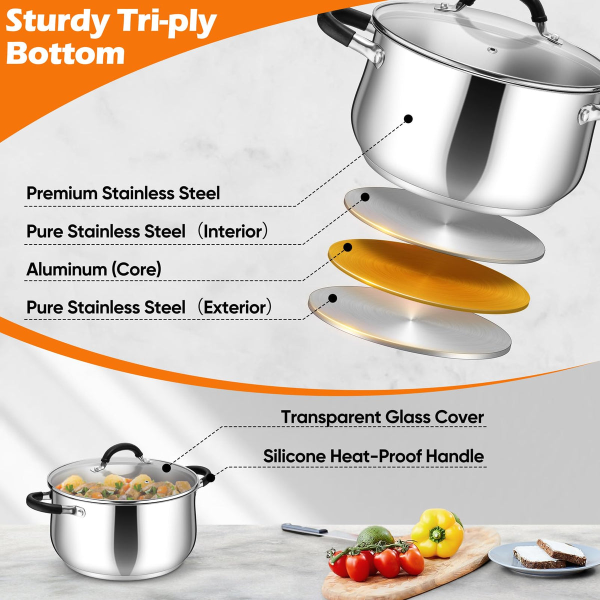 6 Quart Stainless Steel Stock Pot V676807