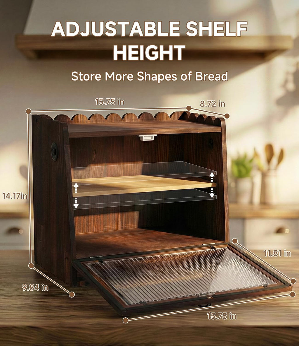 Wooden Double Layer Bread Box M728