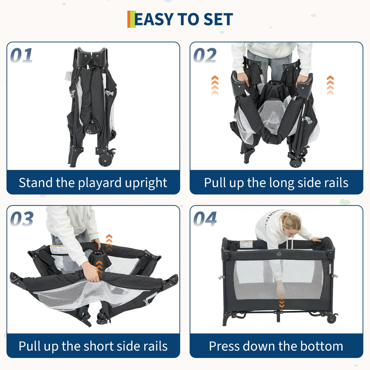 4 in 1 Pack and Play with Bassinet, Changing Table, Playpen and Carry Bag L7558