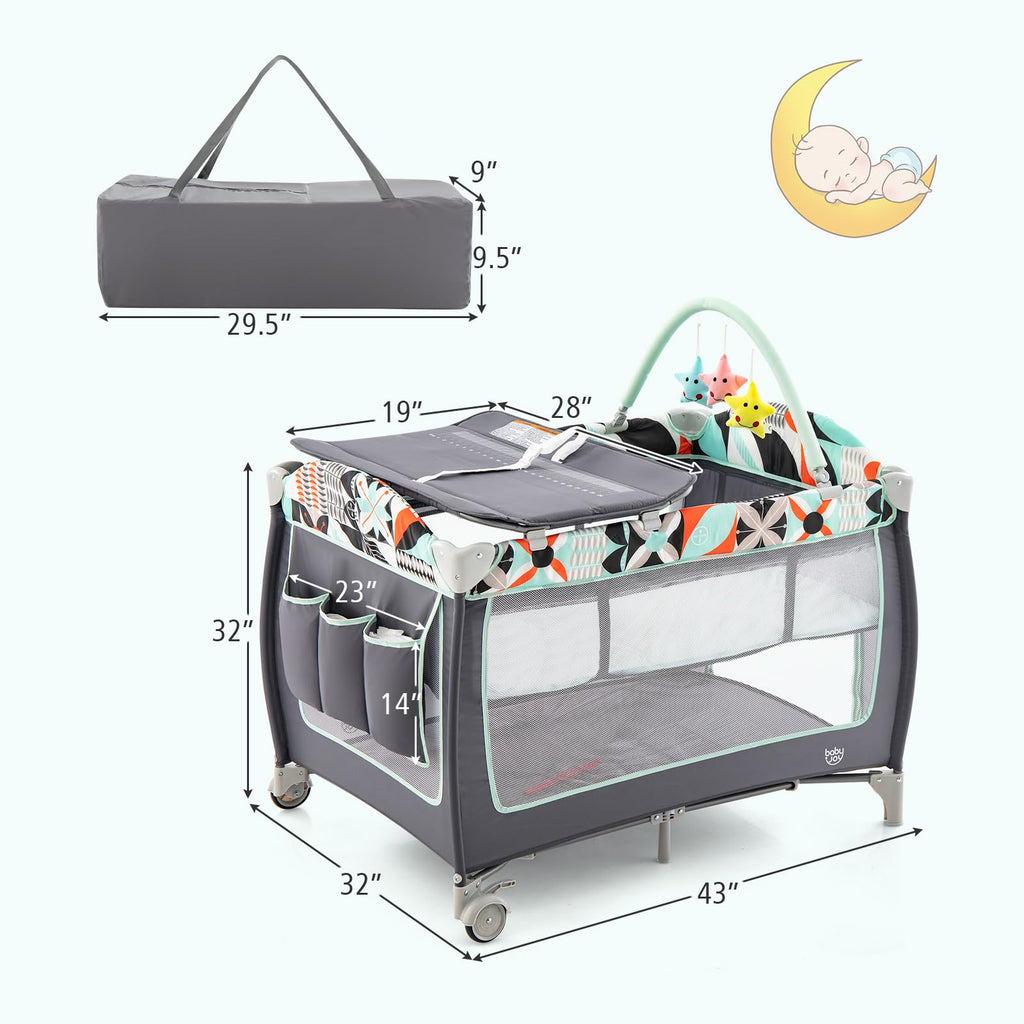 4 in 1 Portable Baby Crib Playpen with Bassinet C2126