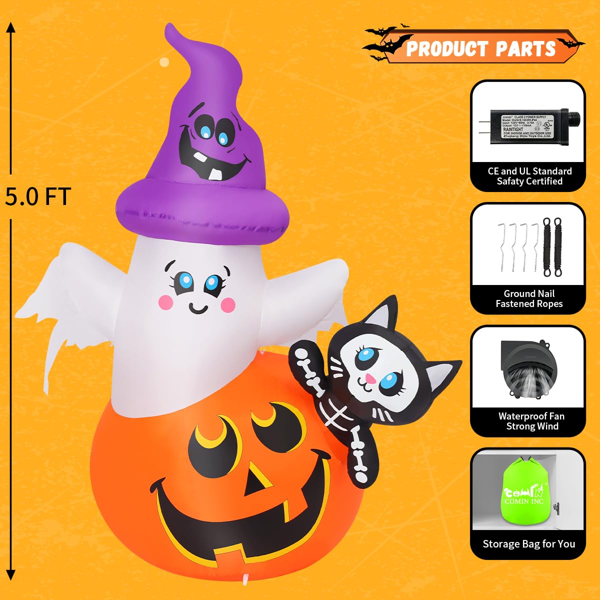 5 FT Halloween Inflatables with Built-in LEDs X3971