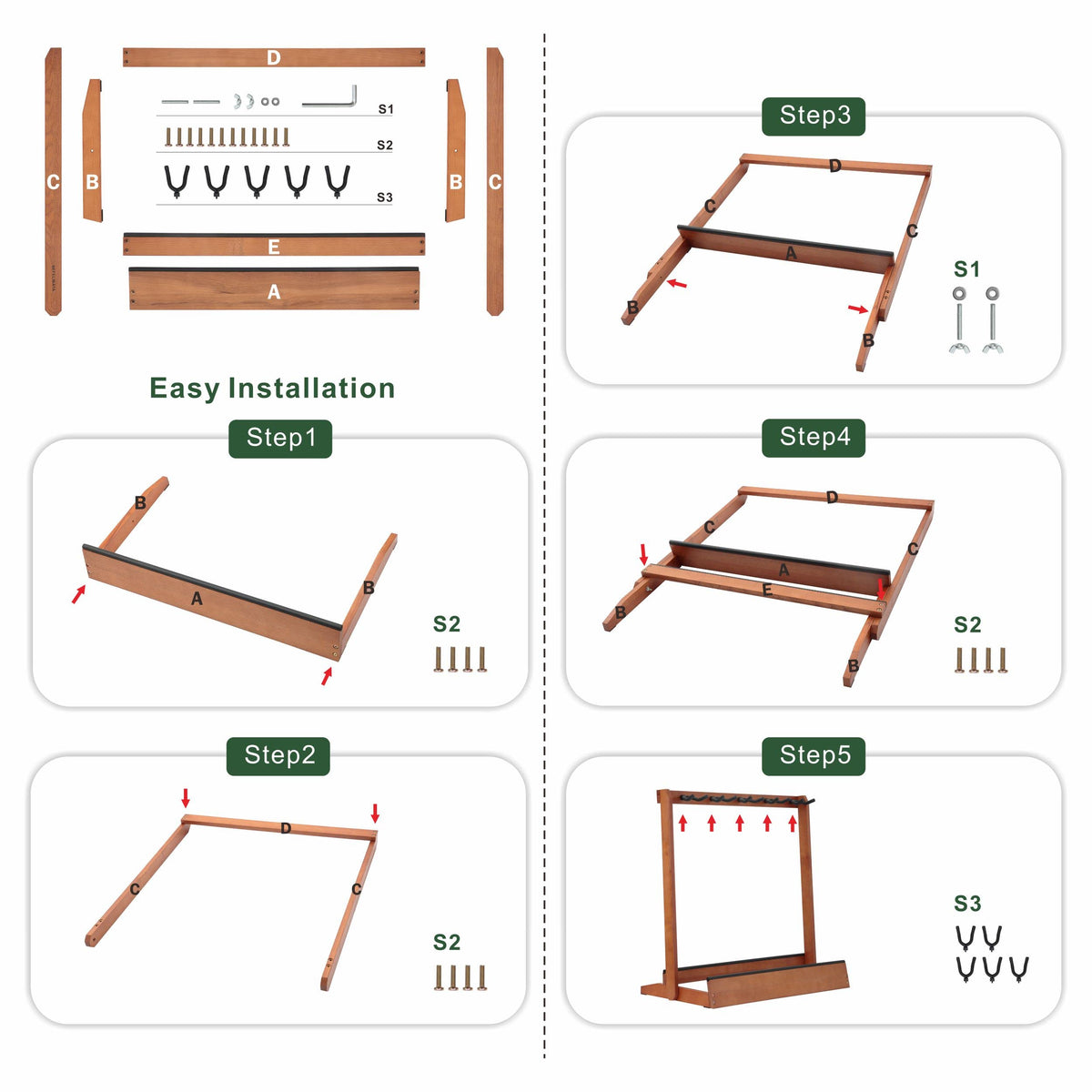 5 Holders Wooden Guitar Stand Floor Rack R7167