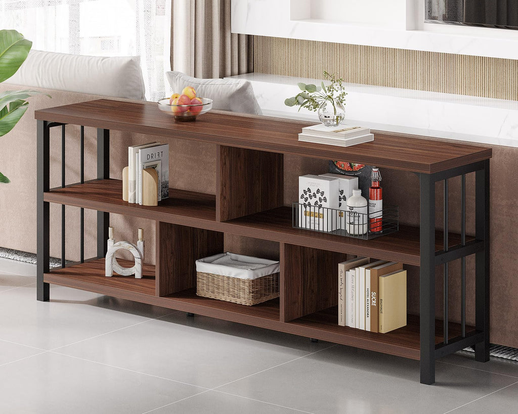 63” Long Low Open Wood Bookshelf E668600