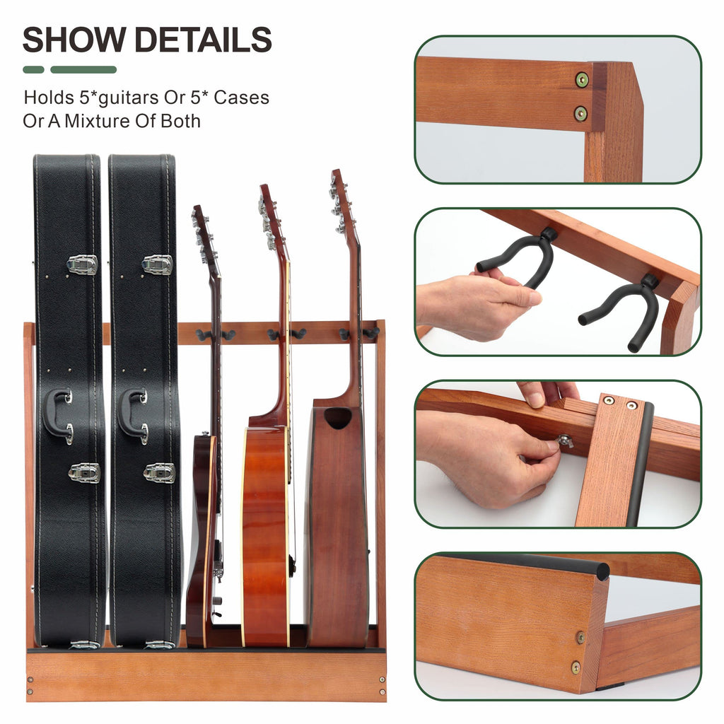 5 Holders Wooden Guitar Stand Floor Rack R7167