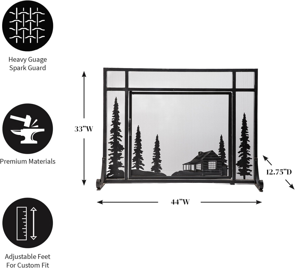 Black Metal Fireplace Screen S15660