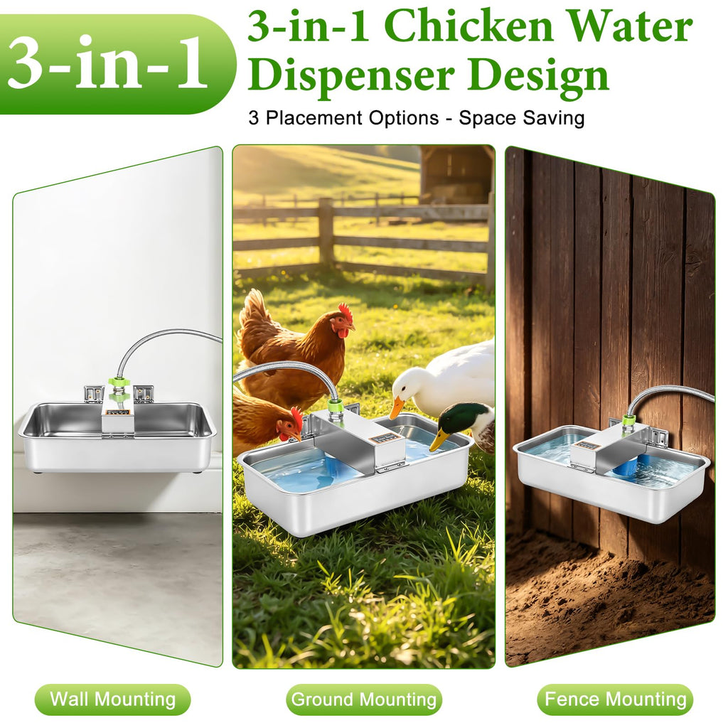 3 Gallon Stainless Steel Chicken Waterer C582383