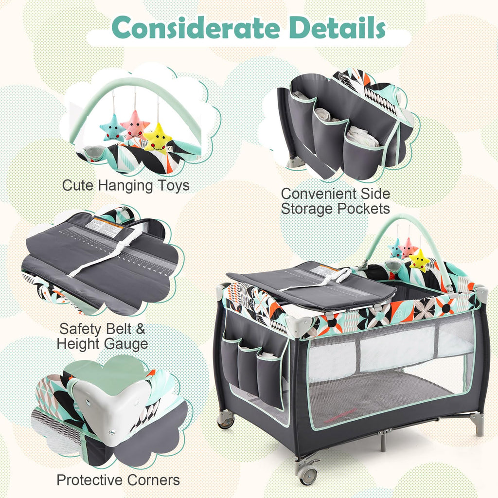 4 in 1 Portable Baby Crib Playpen with Bassinet C2126
