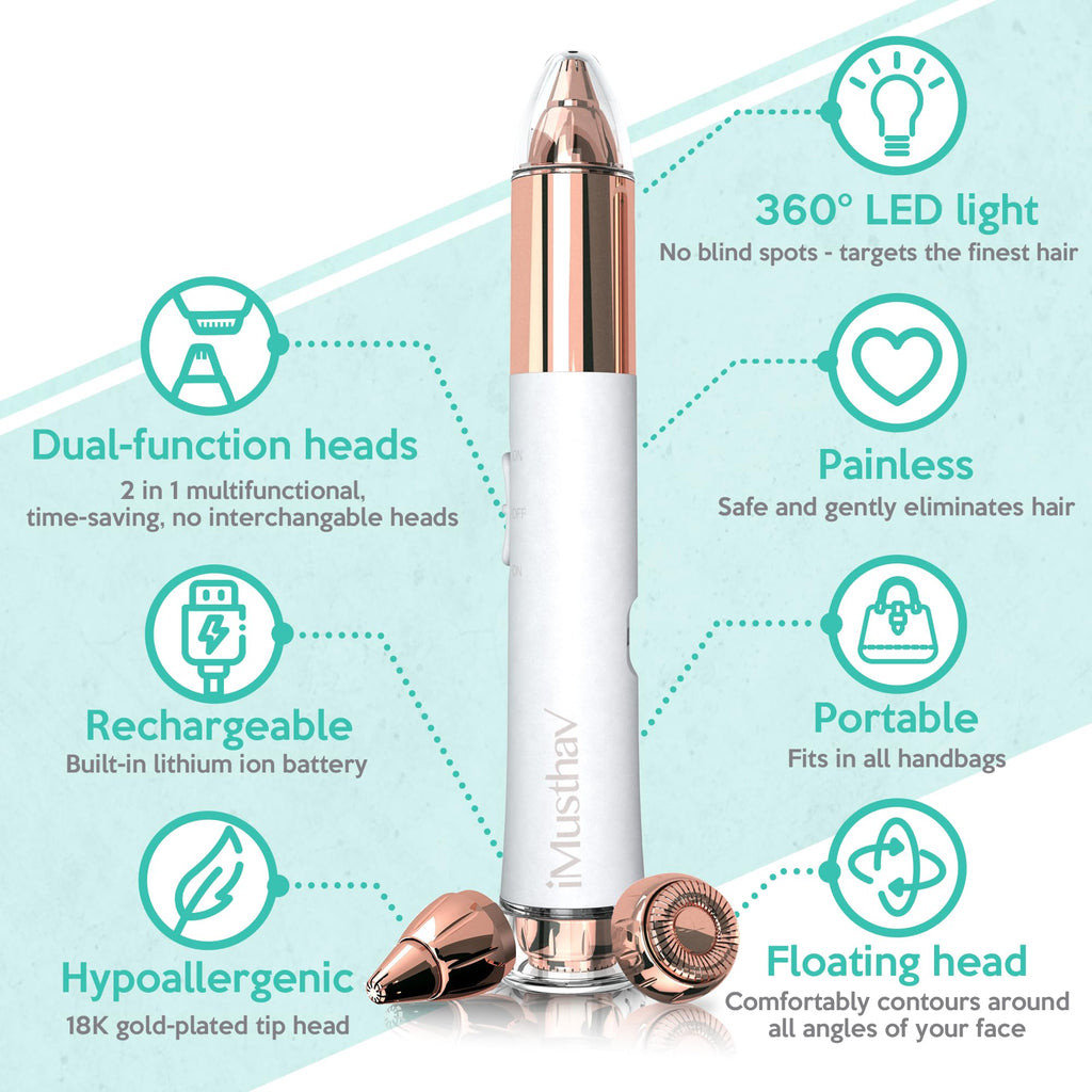 Facial Hair Removal for Women, 2-in-1 Face Hair Remover & Eyebrow Trimmer R4748