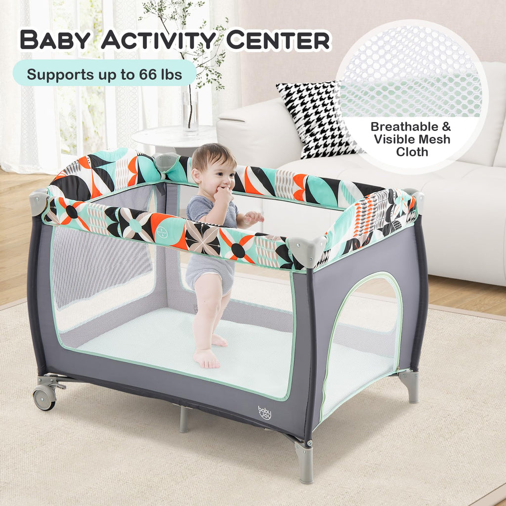 4 in 1 Pack and Play Portable Baby Playard with Bassinet E526