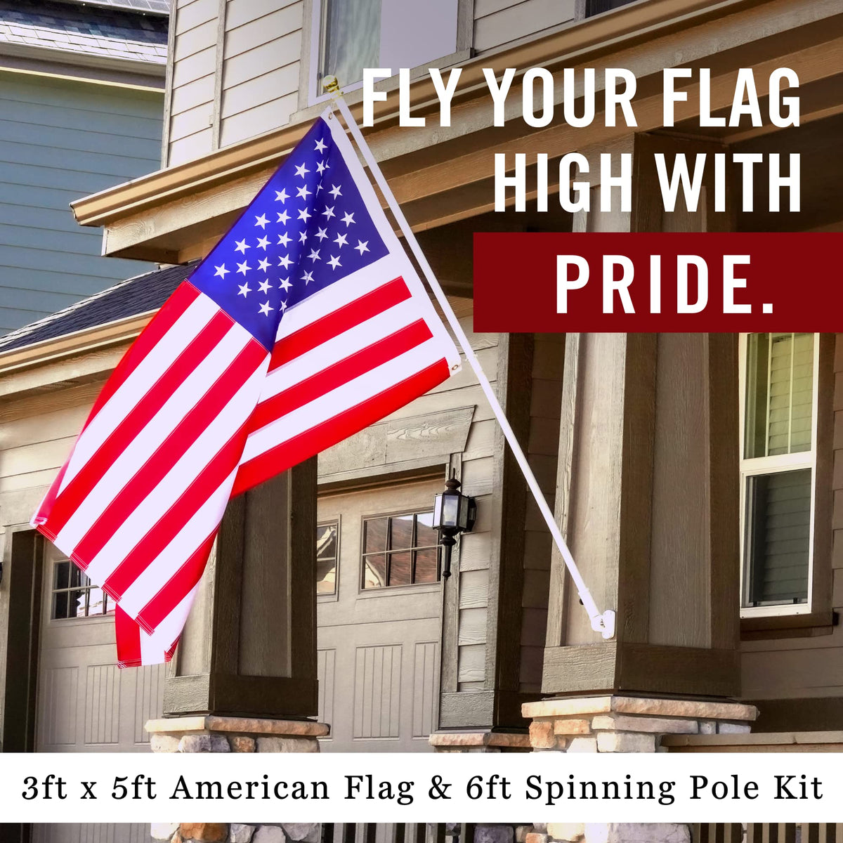 3x5' Flag Pole Kit with Flag and Mount P672