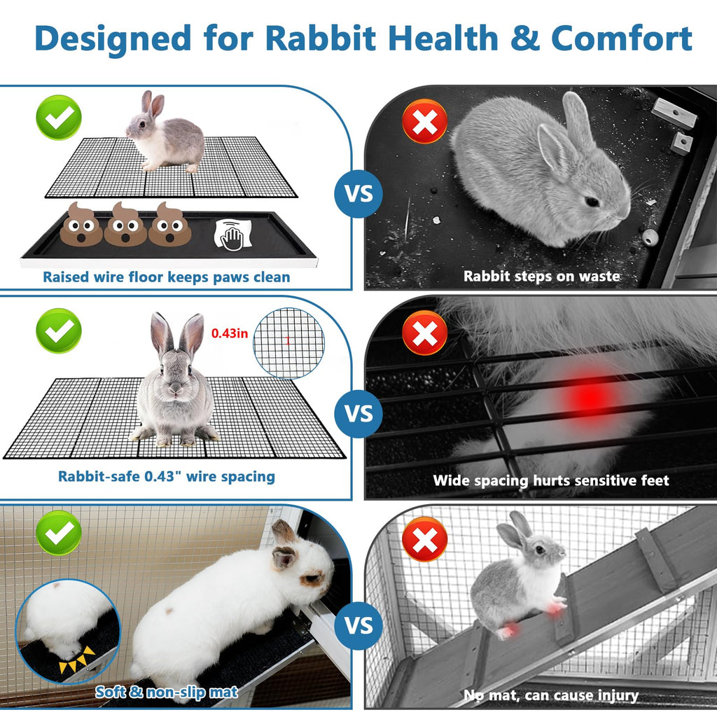 2-Story Indoor Outdoor Rabbit Hutch with Dual Trays R619
