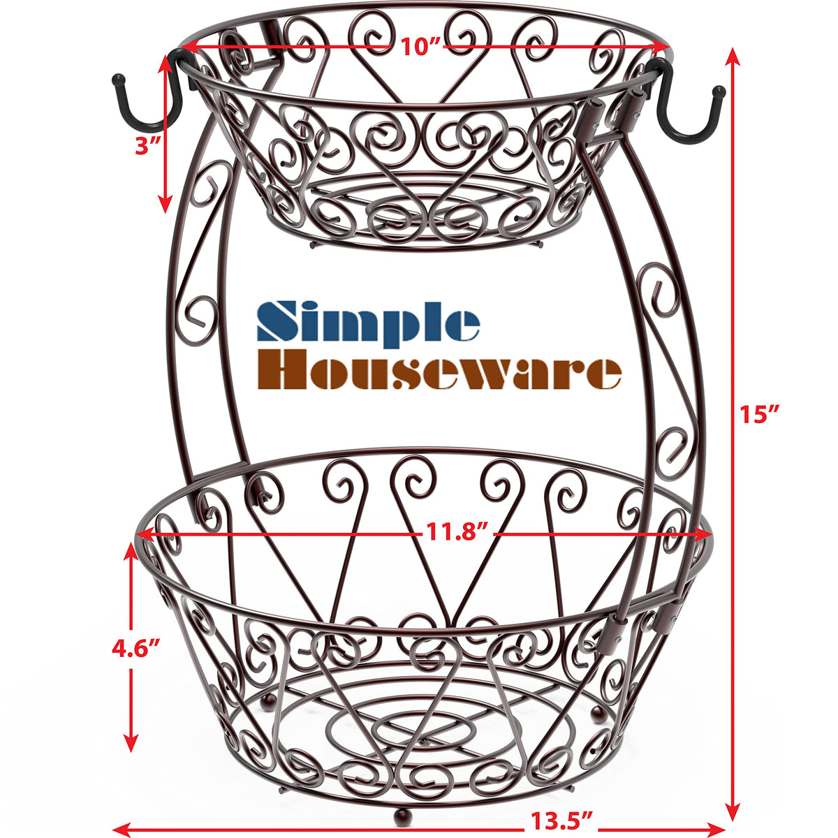 2-Tier Countertop Fruit Basket Bowl Storage E819865